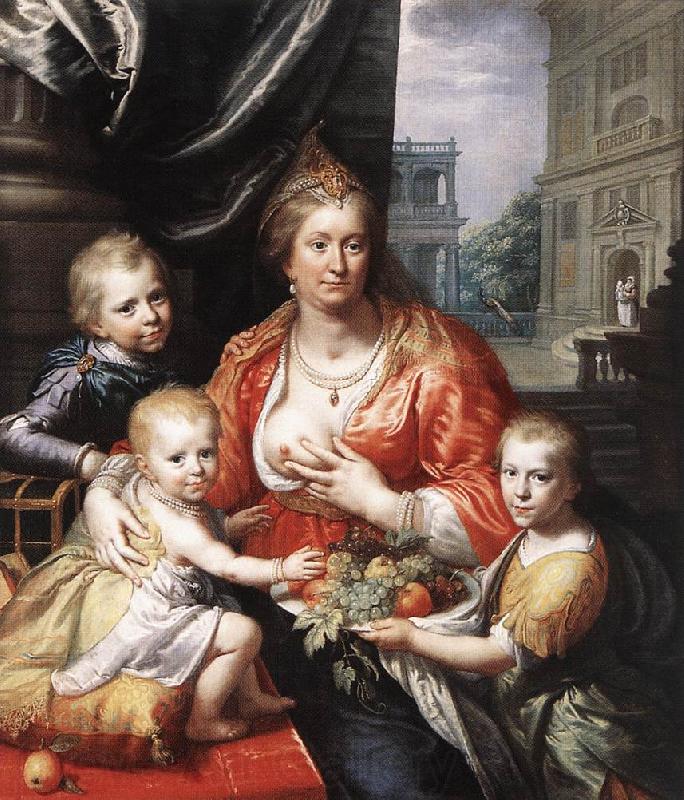 MOREELSE, Paulus Sophia Hedwig, Countess of Nassau Dietz, with her Three Sons sg Spain oil painting art